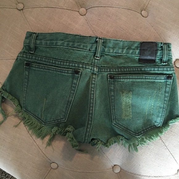 Green One Teaspoon Denim Shorts 